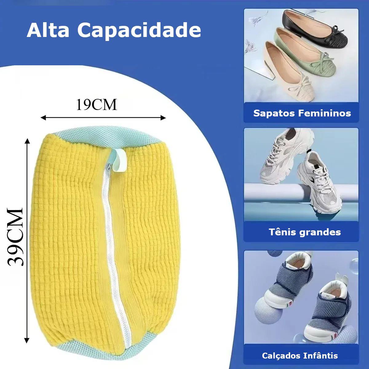 Bolsa para lavar sapatos acolchoada